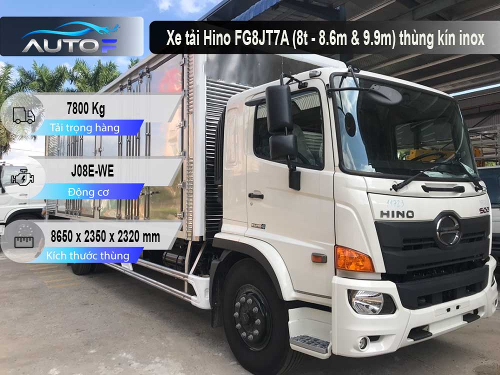 Xe tải Hino FG8JT7A (8t - 8.6m & 9.9m) thùng kín inox